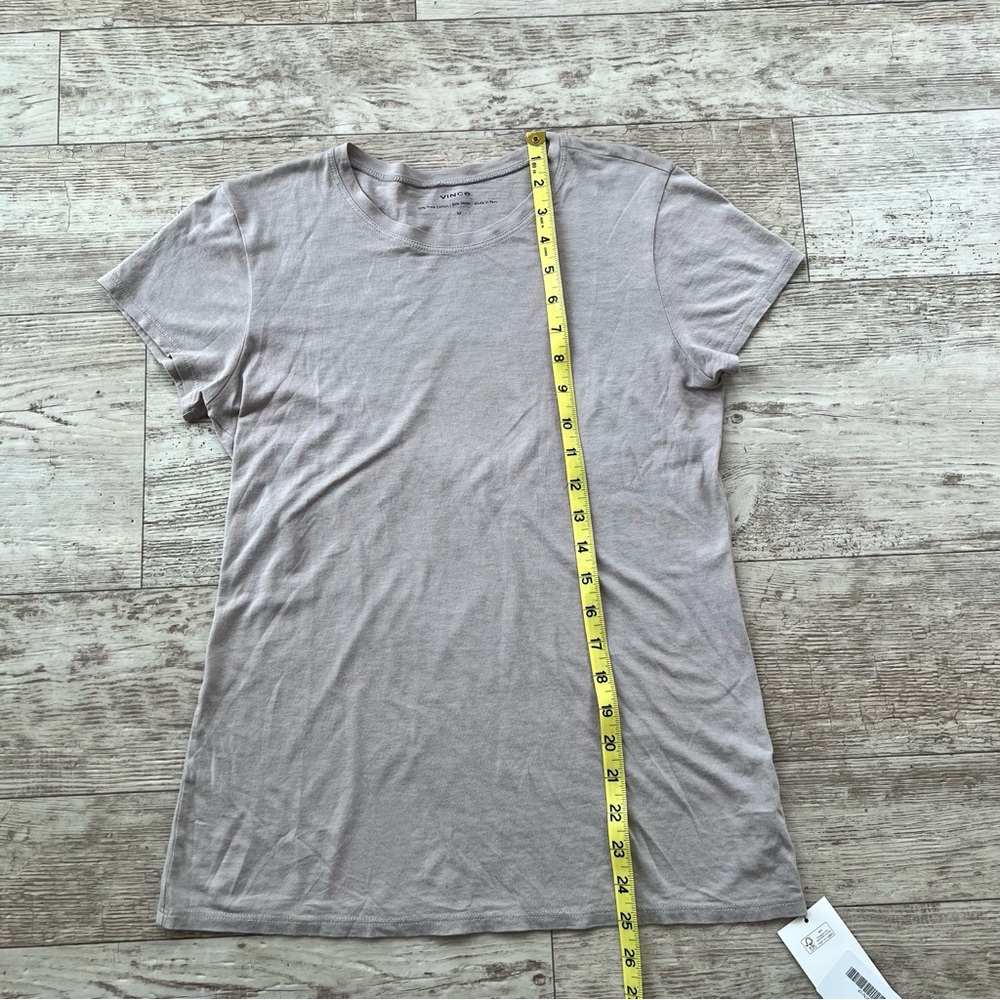 VINCE Essential Light Gray Pima Cotton Crew Neck T-Shirt Size M Short Sleeve - Picture 15 of 16